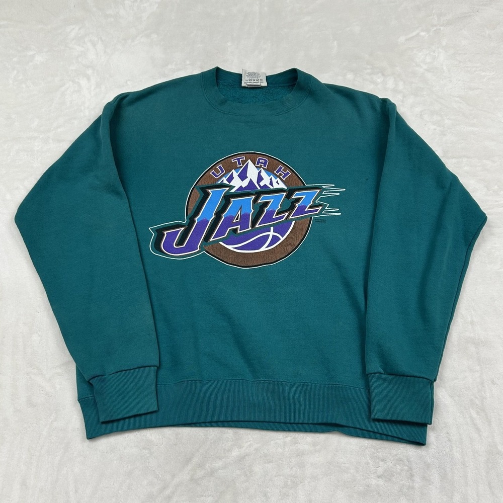 Lee Sport Sweatshirt Mens Large Teal Utah Jazz Vintage 90s Nutmeg Mills USA